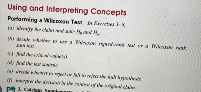Solved Using and Interpreting Concepts Performing a Wilcoxon | Chegg.com