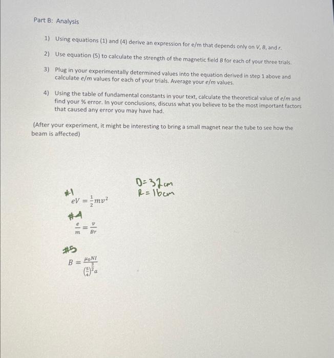 Solved Part B: Analysis 1) Using Equations (1) And (4) | Chegg.com