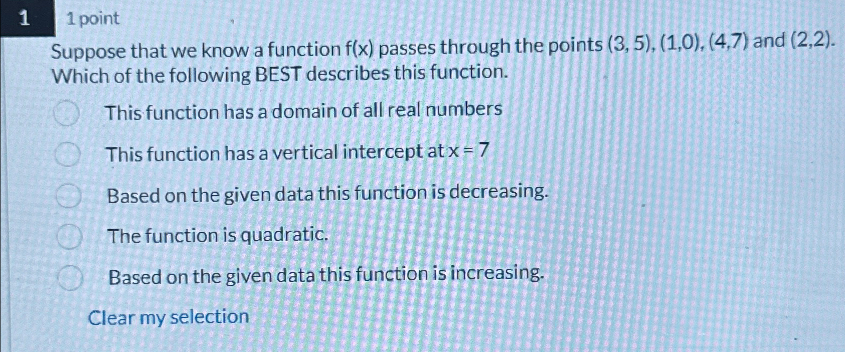 Solved 11 ﻿pointSuppose that we know a function f(x) ﻿passes | Chegg.com