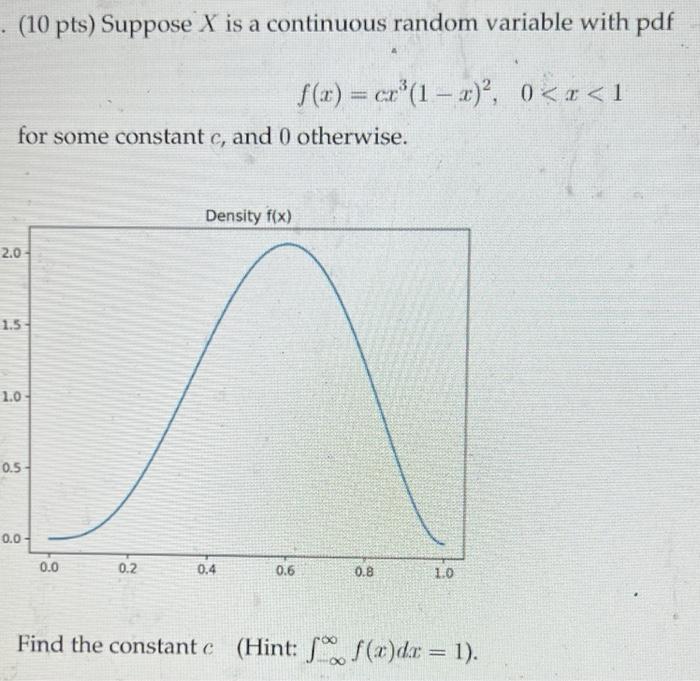Solved (10 pts) Suppose X is a continuous random variable | Chegg.com