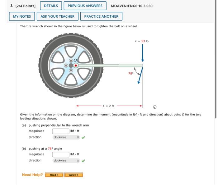 Solved The tire wrench shown in the figure below is used to | Chegg.com