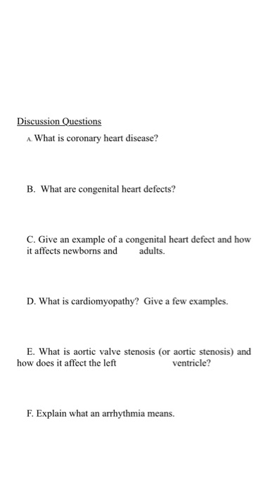 Solved Discussion Questions A. What is coronary heart | Chegg.com