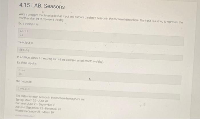 Solved Write a program that takes a date as input and | Chegg.com