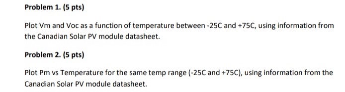 Voc Pv Module Formula Problem 1. (5 pts) Plot Vm and Voc as a function of | Chegg.com