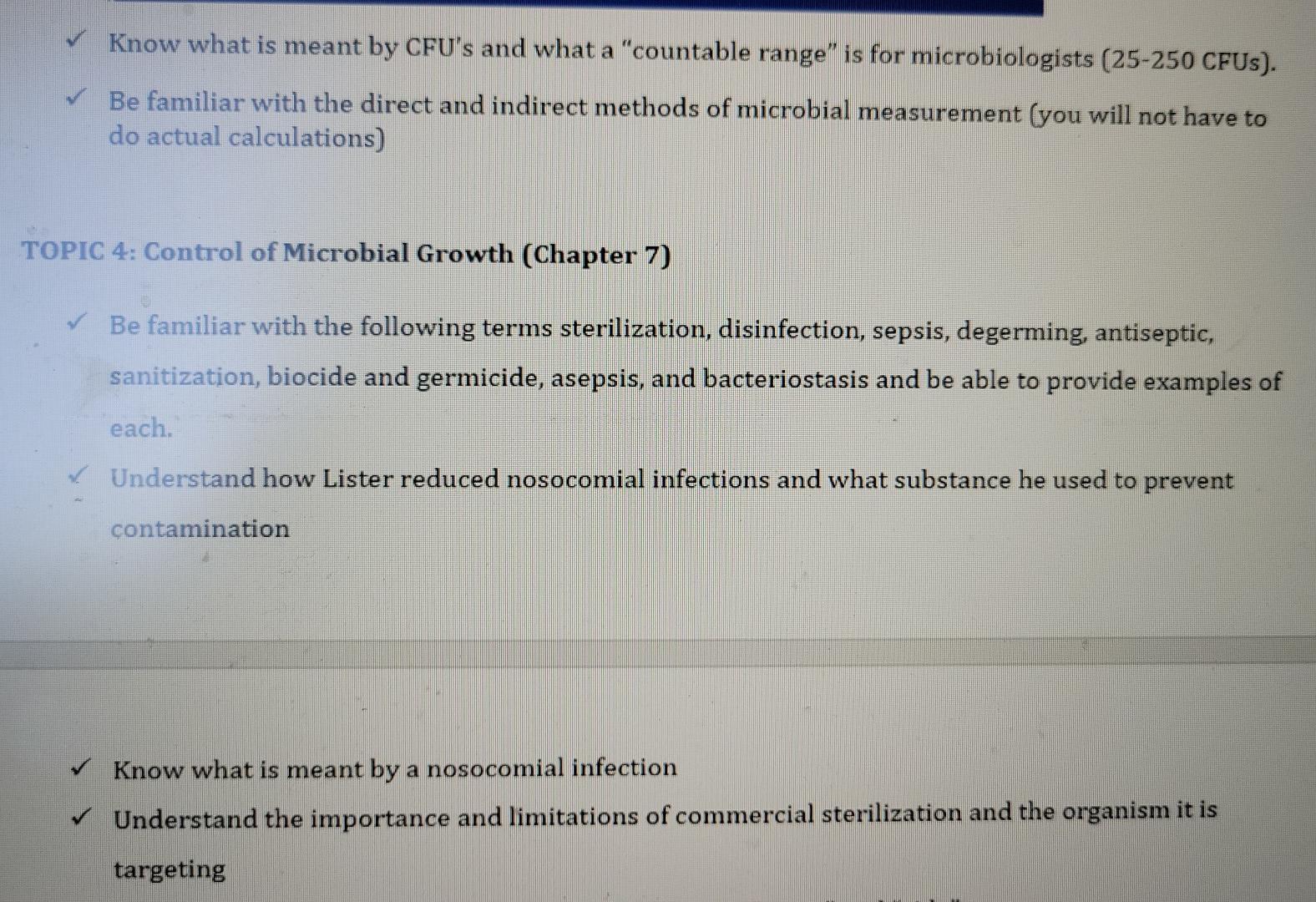 Solved Know what is meant by CFU's and what a 