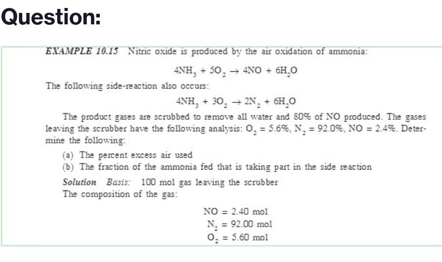 Solved Question: EXAMPLE 10.13 Nitric oxide is produced by | Chegg.com