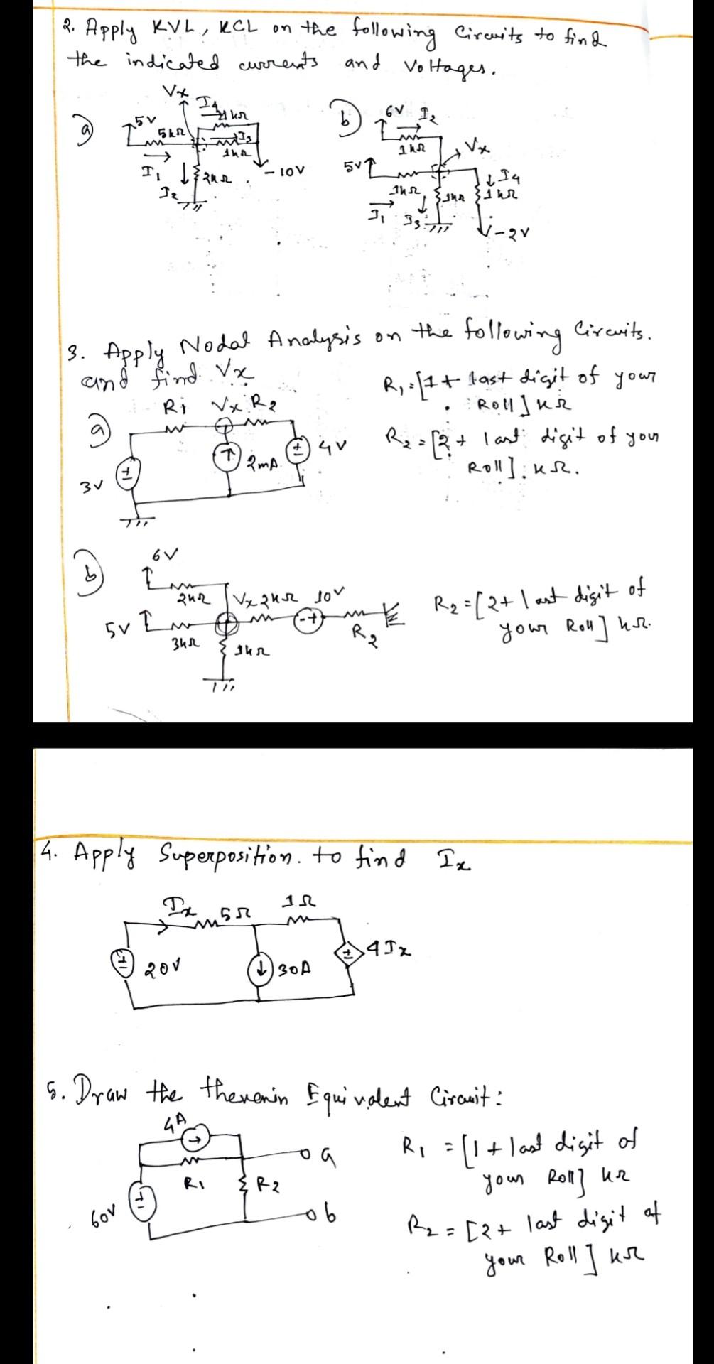 Solved 2. Apply KVL, KCL On The Following Circuits To Find | Chegg.com