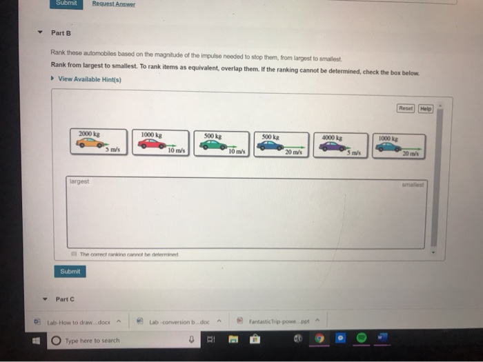 Solved Impulse and Momentum Ranking Task Part A Rank these | Chegg.com