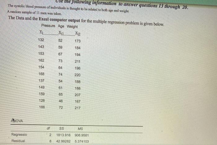Solved following information to answer questions 13 through | Chegg.com