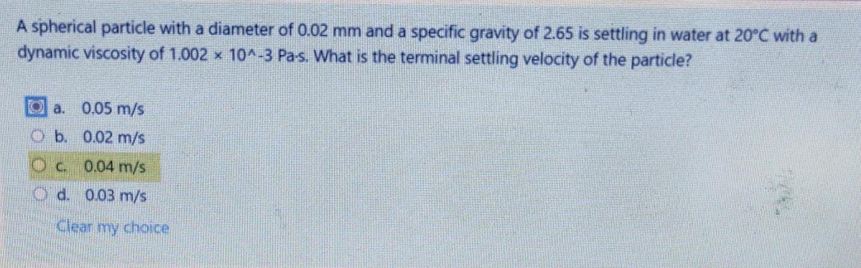 Solved A spherical particle with a diameter of 0.02 mm and a | Chegg.com