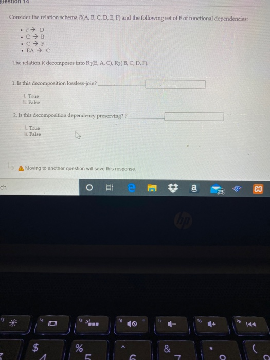 Solved don 14 Consider the relation schema R(A, B, C, D, E, | Chegg.com
