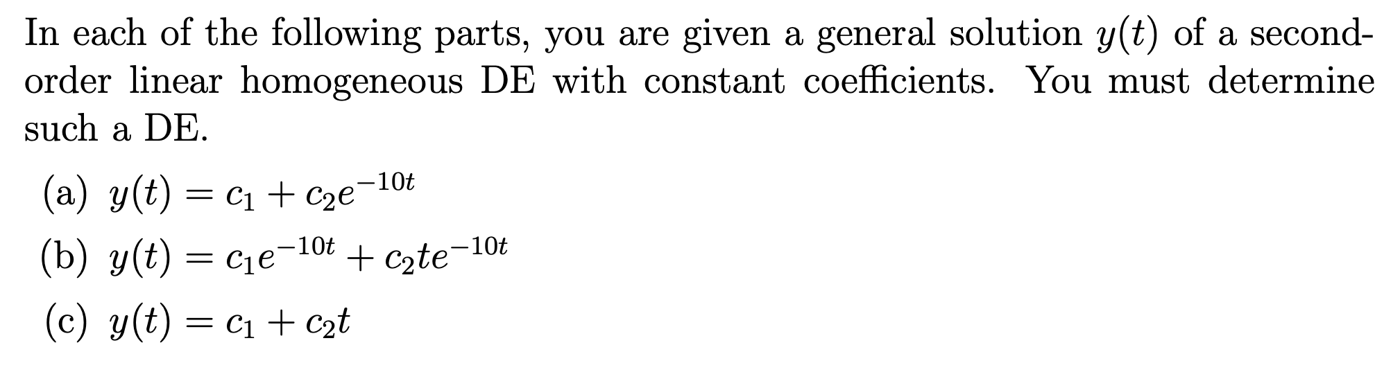 Solved In each of the following parts, you are given a | Chegg.com