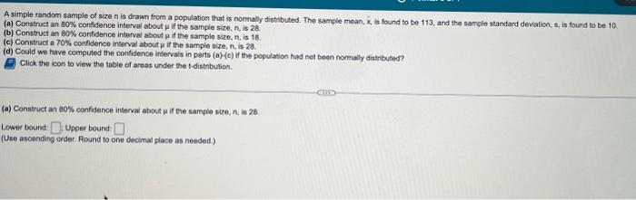 Solved A simple random sample of size n is drawn from a | Chegg.com