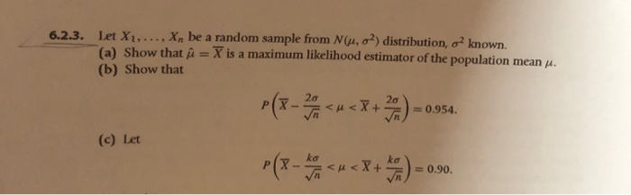 Solved 6 2 3 Let X1 X Be A Random Sample From Nu Chegg Com