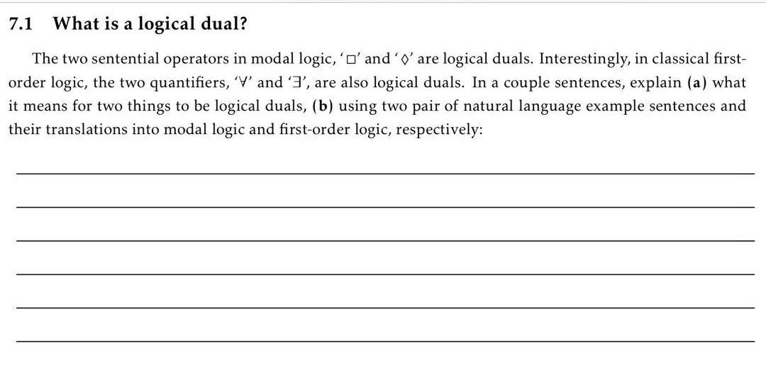 7 1 what is a logical dual the two sentential chegg