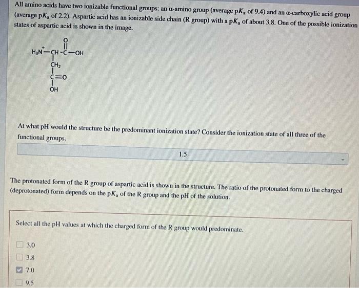 Solved All amino acids have two ionizable functional groups