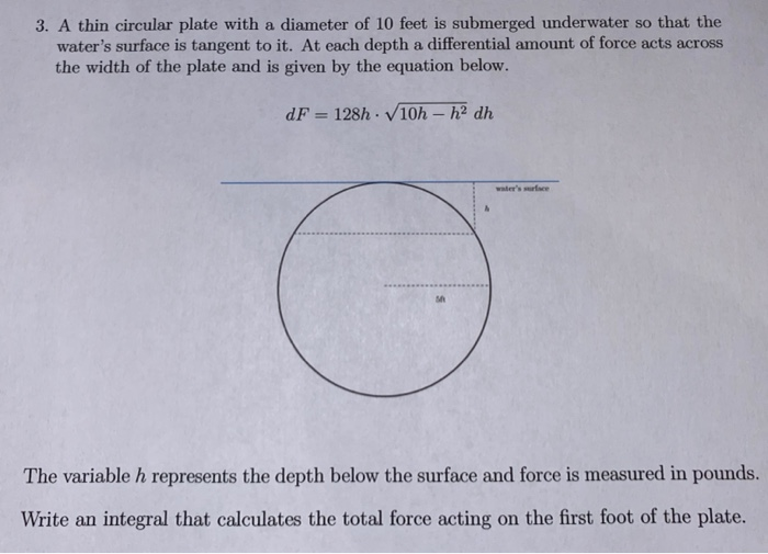 Solved 3. A thin circular plate with a diameter of 10 feet