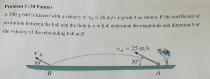 Solved Problem 5 (30 Points) A 300−g Ball Is Kicked With A | Chegg.com