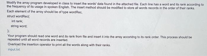 Solved Modify the array program developed in class to insert | Chegg.com