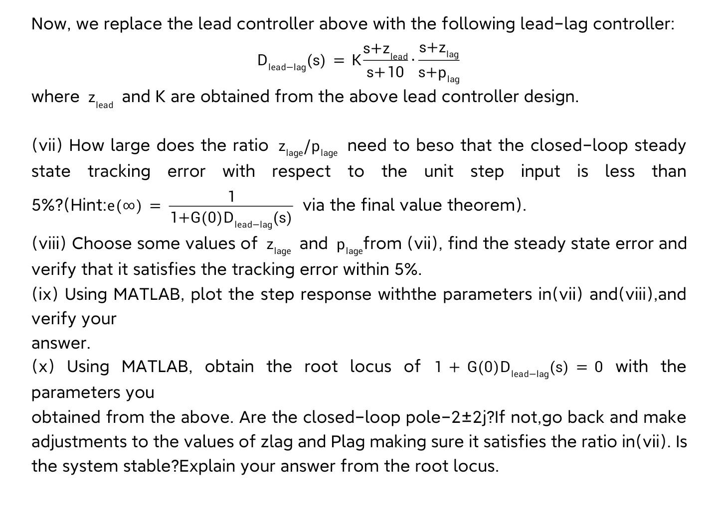 Solved Now, we replace the lead controller above with the | Chegg.com