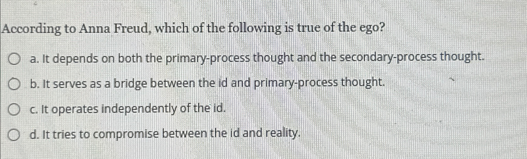 Solved According to Anna Freud, which of the following is | Chegg.com