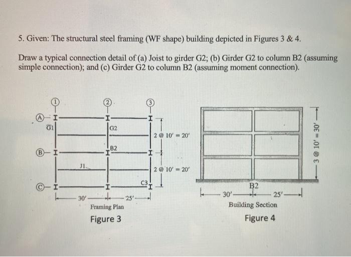 Solved 5. Given: The structural steel framing (WF shape) | Chegg.com