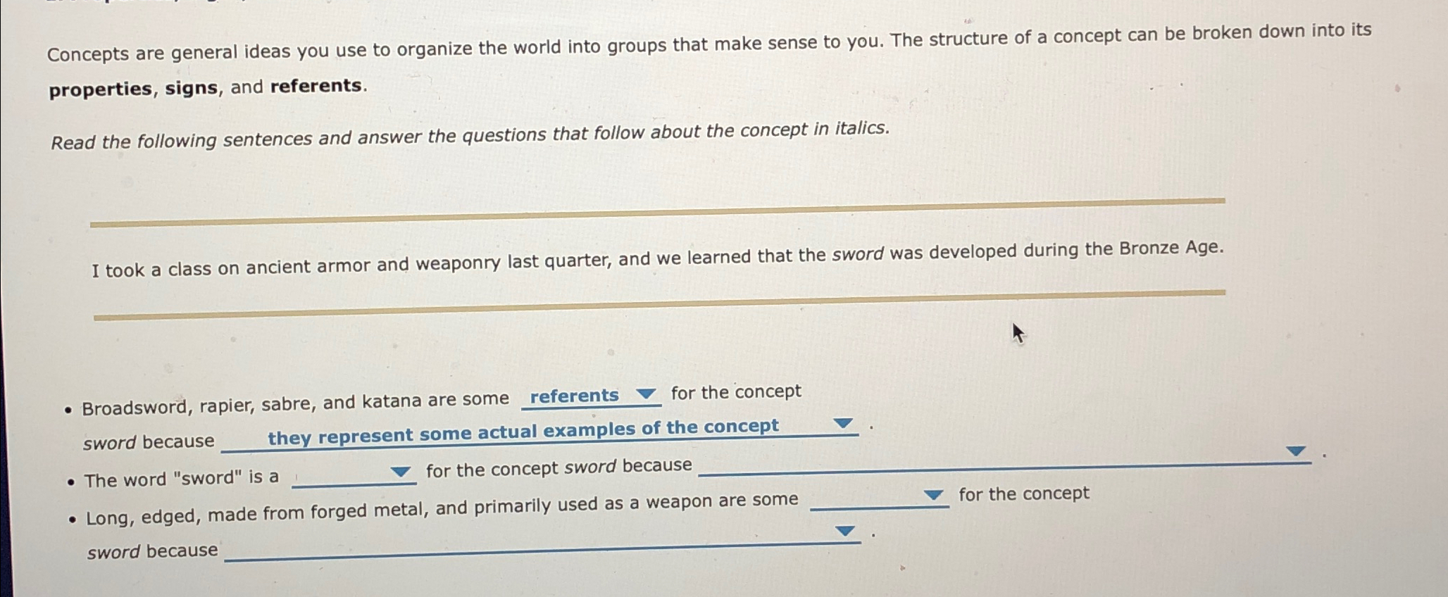 Solved Concepts are general ideas you use to organize the | Chegg.com