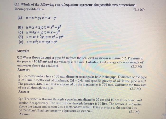 Solved Q 1 Whish Of The Following Sets Of Equation Repres Chegg Com