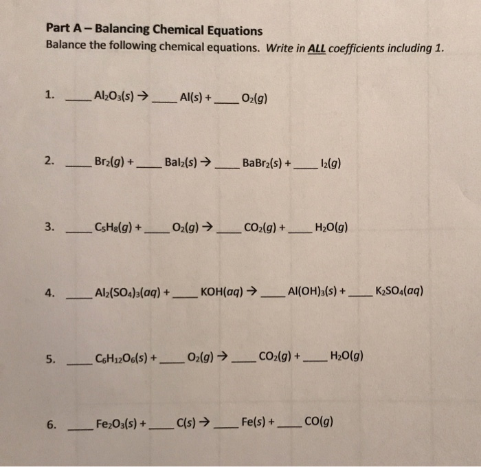 Solved Part A - Balancing Chemical Equations Balance the | Chegg.com