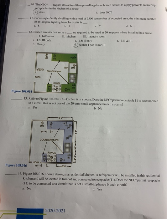 Solved 10. The NEC require at least two 20amp