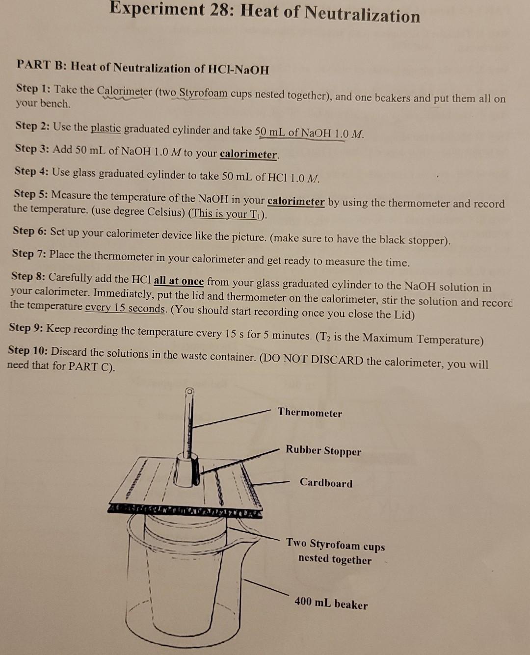 experiment 28 heat of neutralization answers