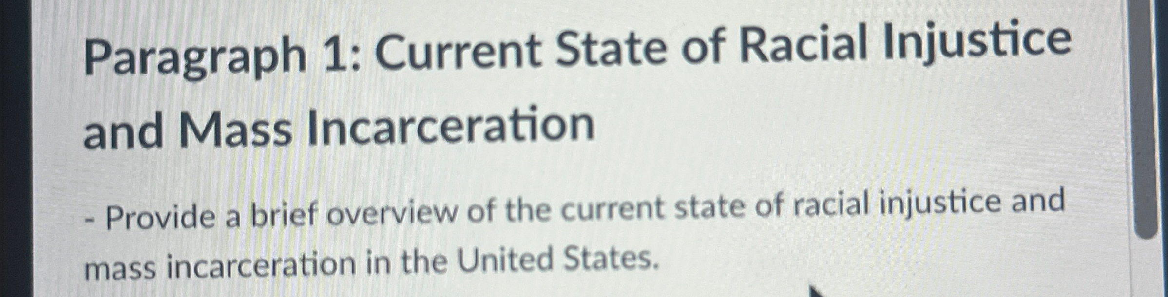 Solved Paragraph 1: Current State of Racial Injustice and | Chegg.com