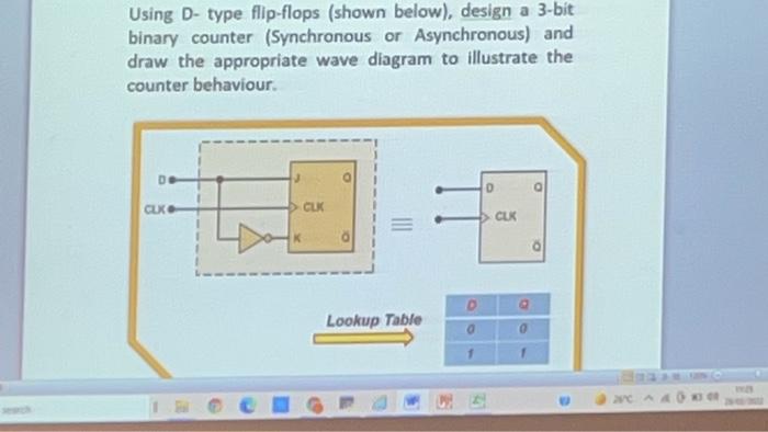 Solved Using D-type Flip-flops (shown Below), Design A 3-bit | Chegg.com