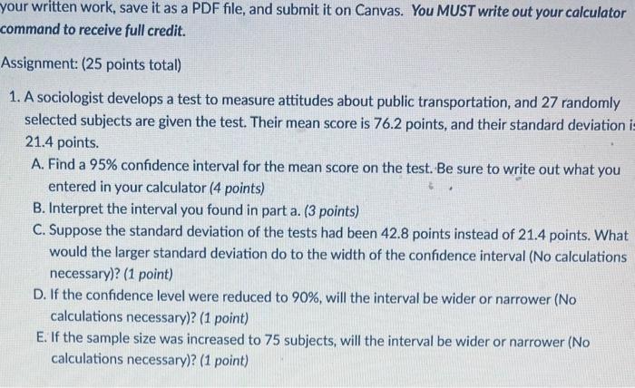 Solved You MUST write out your calculator command. | Chegg.com