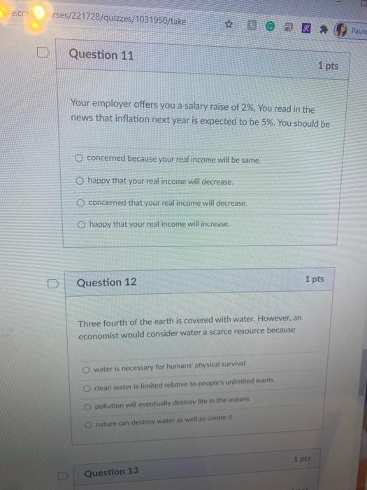 Solved e.co urses/221728/quizzes/1031950/take Question 11 1 | Chegg.com