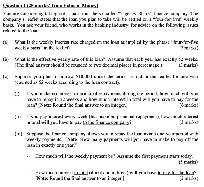 Question 1 (25 marks/ Time Value of Money) You are | Chegg.com