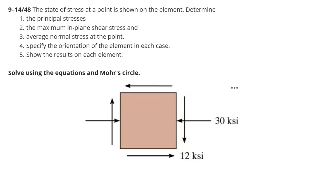 mathbf{9 - 1 4 / 4 8} \) ﻿The state of stress at | Chegg.com