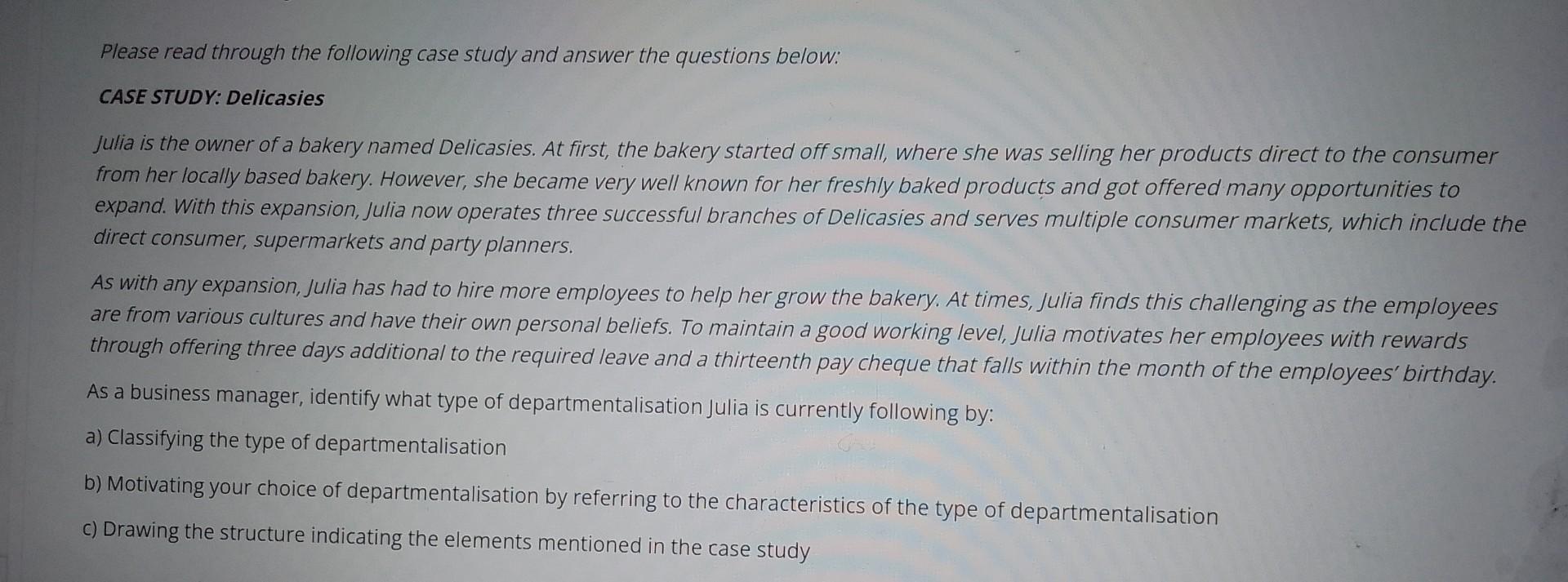 Solved Please Read Through The Following Case Study And | Chegg.com