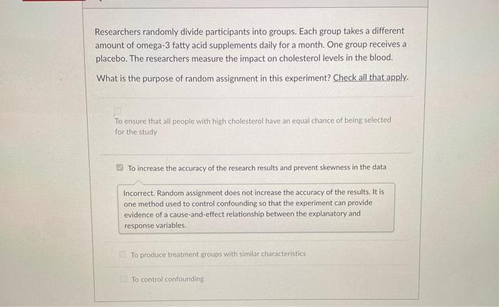 quizlet the major purpose of random assignment in an experiment is to