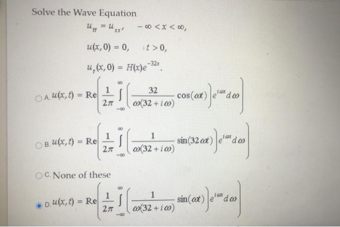 Solved Solve the Wave Equation -00 | Chegg.com