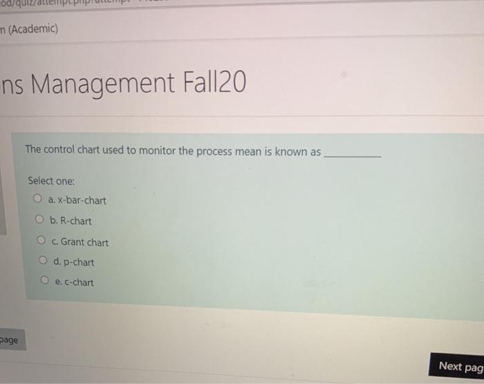Solved Od/Quiz M (Academic) Ns Management Fall20 The Control | Chegg.com