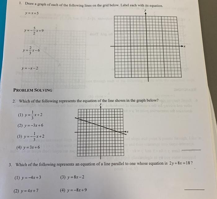 Solved 1. Draw a graph of each of the following lines on the | Chegg.com