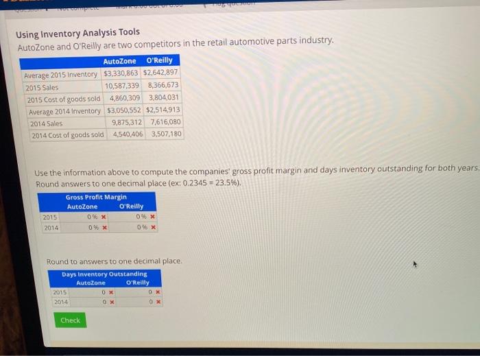 Solved WORROS TOON Using Inventory Analysis Tools AutoZone