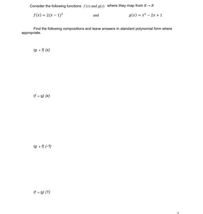 Solved Consider the following functions fx) and g(x) where | Chegg.com