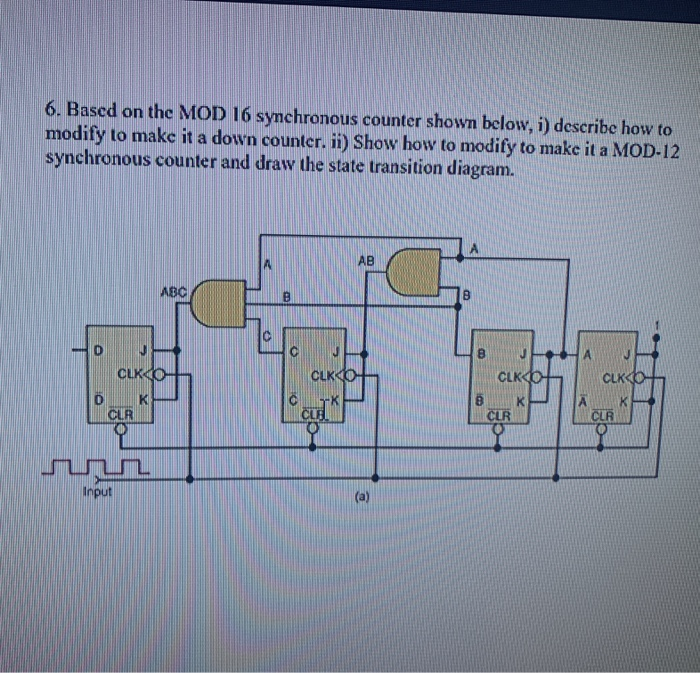 Solved 6. Based on the MOD 16 synchronous counter shown | Chegg.com