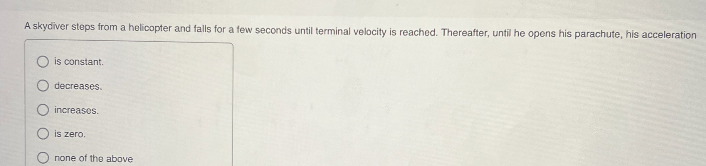 Solved A skydiver steps from a helicopter and falls for a | Chegg.com