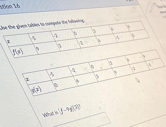 Solved Question 15 Use the given tables to compute the | Chegg.com
