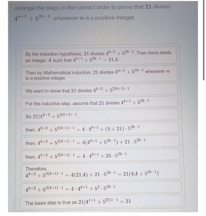 Solved Arrange the steps in the correct order to prove that | Chegg.com