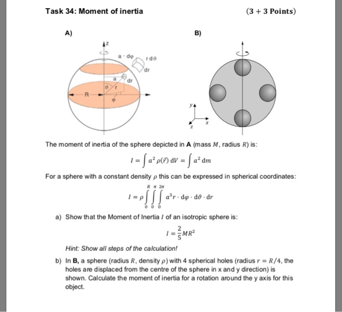 Solved Task 34: Moment of inertia (3 + 3 Points) A) B) ade | Chegg.com