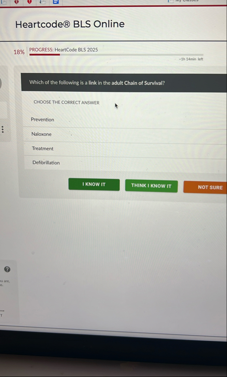 Solved Heartcode® ﻿BLS Online18%PROGRESS: HeartCode BLS | Chegg.com